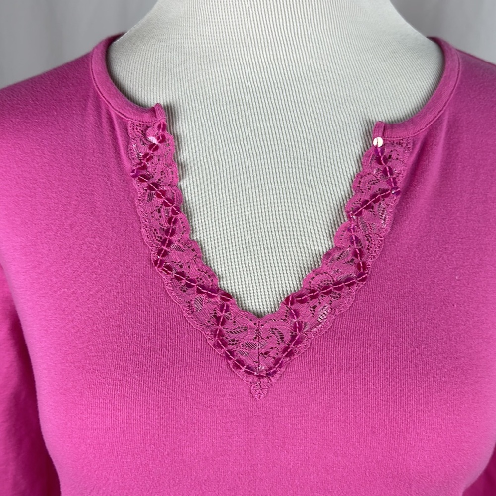 Sigrid Olsen V-Neck Lace & Sequin Trimmed Top - Picture 2 of 6